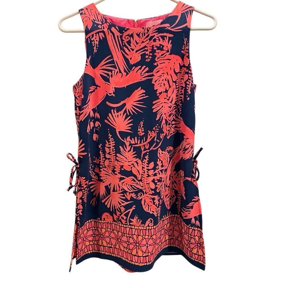 Lilly Pulitzer Womens Donna Romper 0 Indigo Night Caw Shift Dress Resortwear